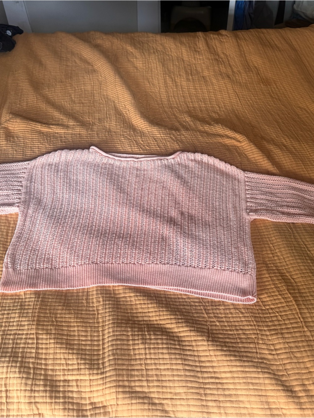 Light Pink Women's Knit Sweater - Casual Boxy Pullover